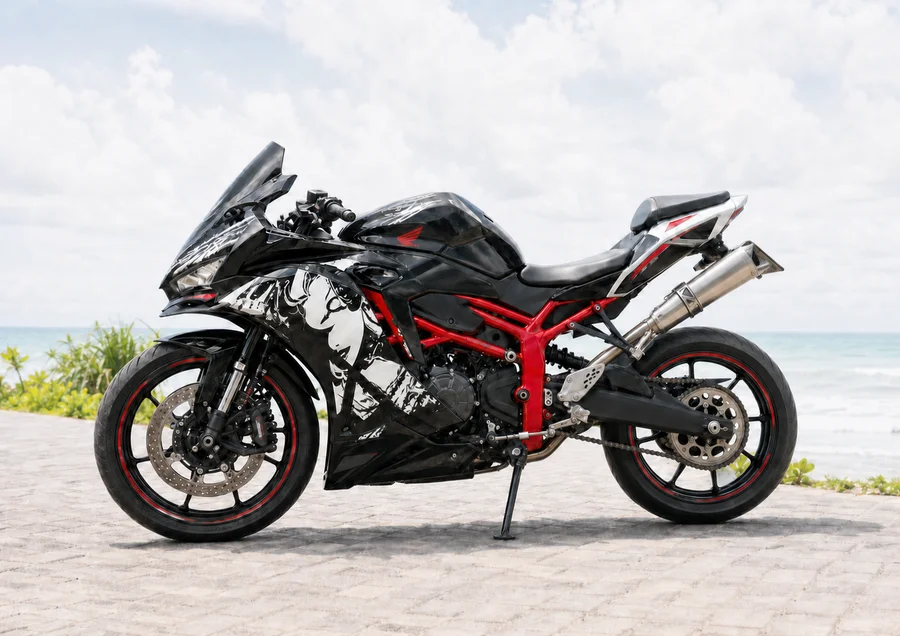 Black and red Honda CBR250RR ABS parallel-twin sport bike with full fairings and raised tail