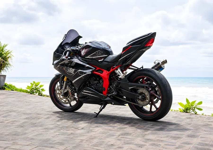 Honda CBR250RR Kabuki Limited Edition with black Kabuki artwork, red frame and red wheel accents