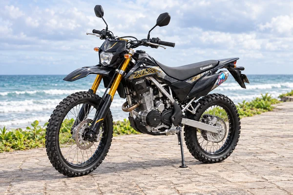 Kawasaki KLX150 Enduro, front three-quarter view