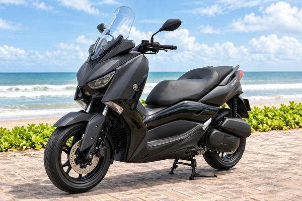 Charcoal Yamaha XMAX 250, front three-quarter view